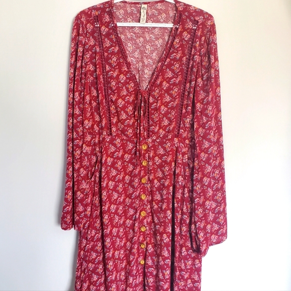 AMERICAN RAG CIE Juniors Floral Printed Bell Sleeve Mini Dress - Size Large - Picture 5 of 16